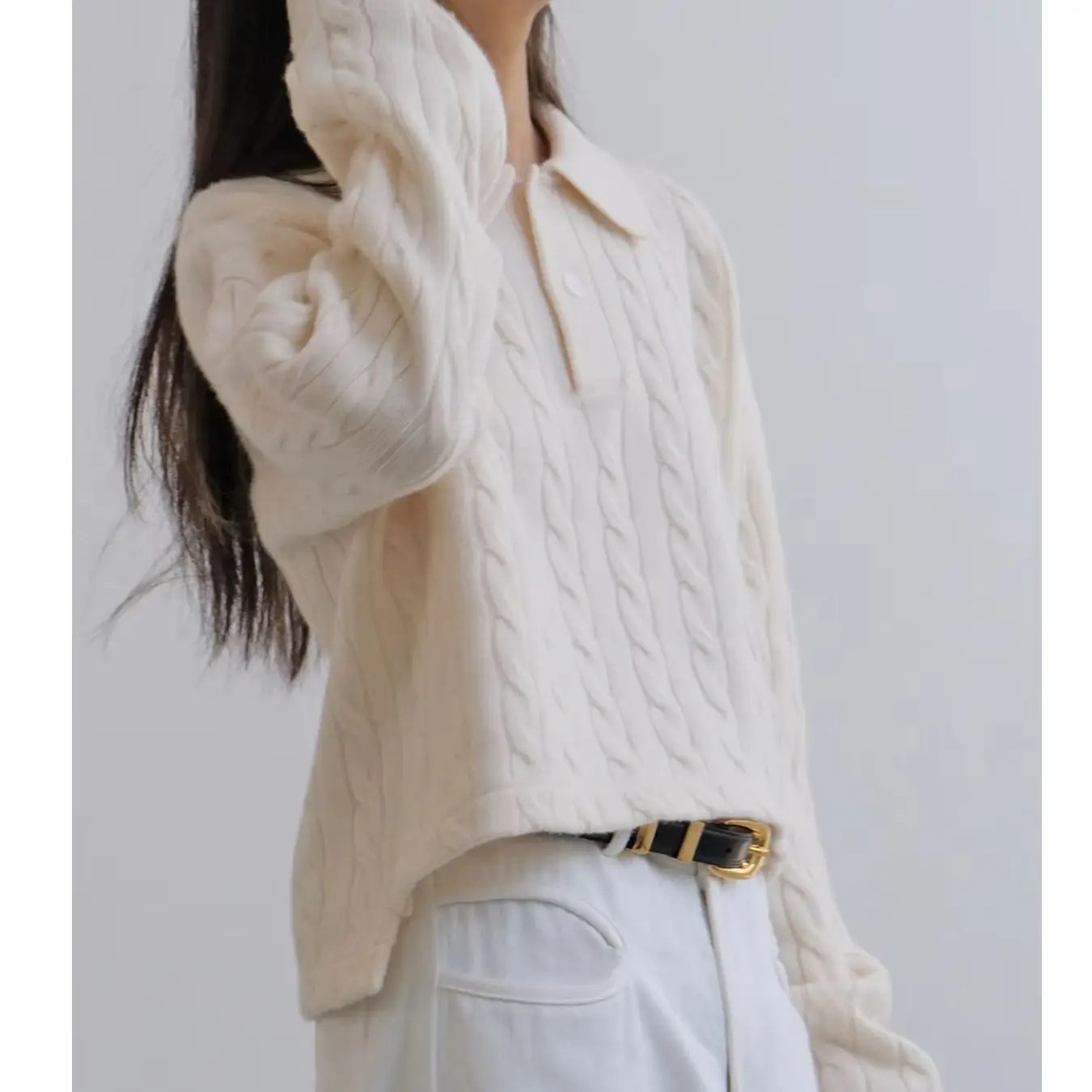 Retro cashmere small lapel twist semi-open temperament lazy short knit sweater