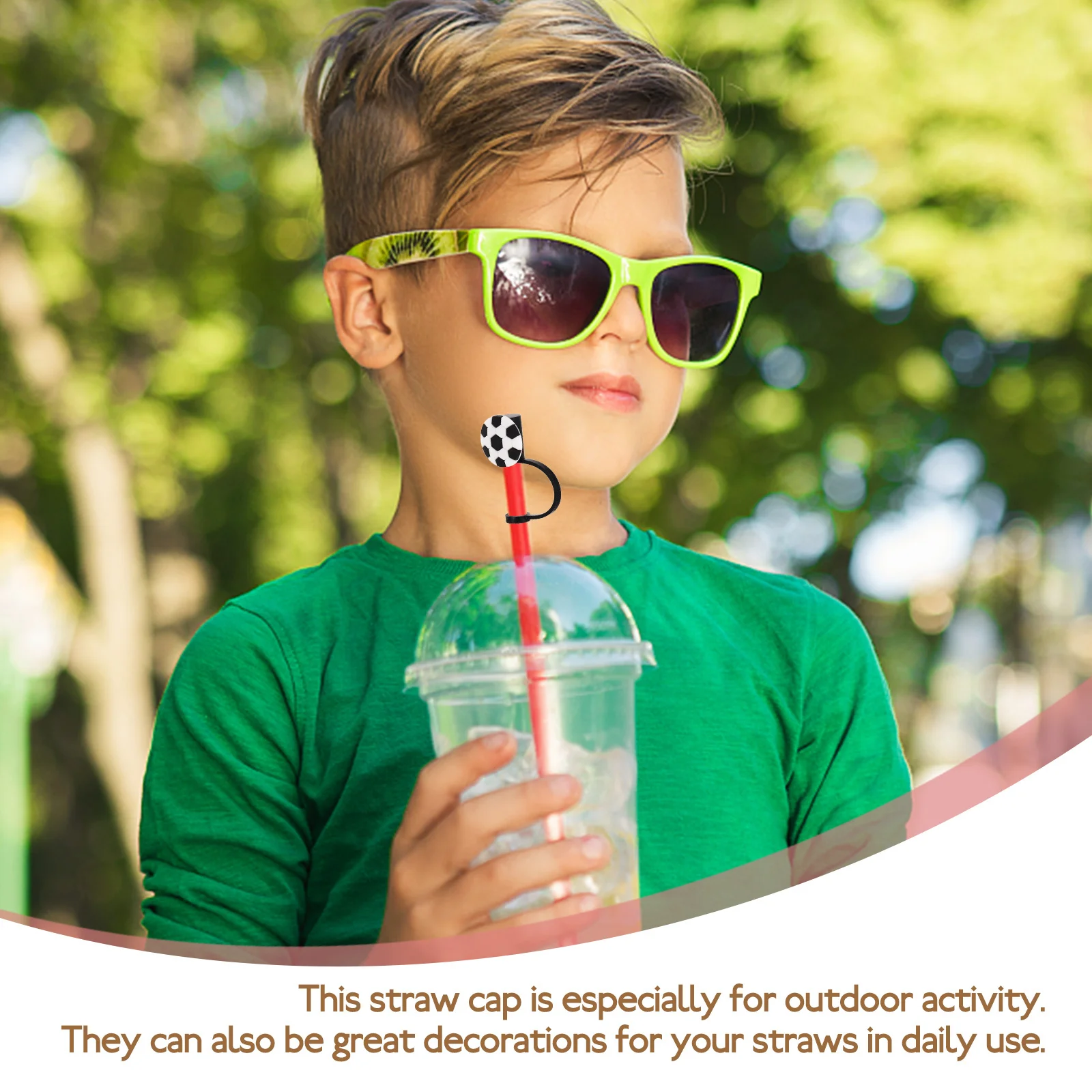 

12Pcs Reusable Straw Covers Cute Drinking Straw Caps PVC Ball Shape Tips Protectors for Outdoor Party Picnic Use