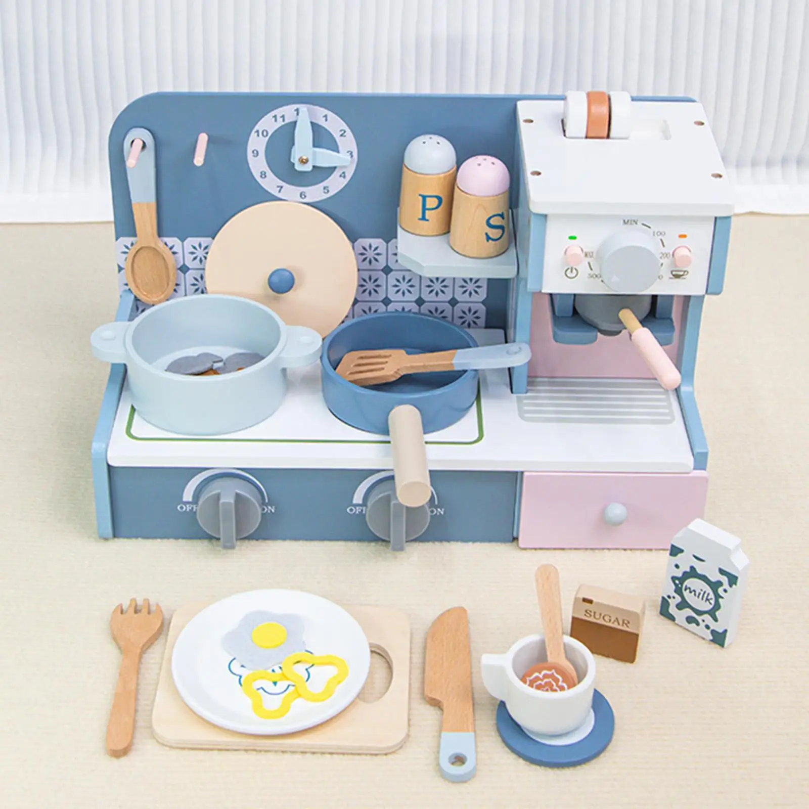 Faire semblant jouer jouets de cuisine ensemble de cuisine jouet en bois traditionnel coffret cadeau jouet de cuisine ensemble de jeu pour enfants garçons filles cadeau d'anniversaire