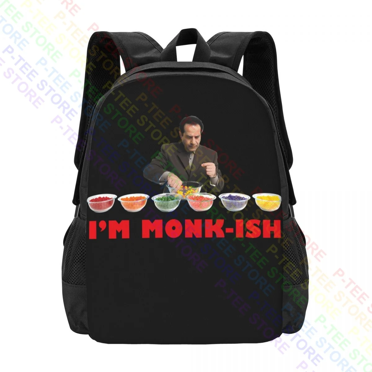 Monk Im Monk Ish Licensed Classic Tv Show Adrian Monk WhiteBackpack Large Capacity Shoe Bag Multi-function