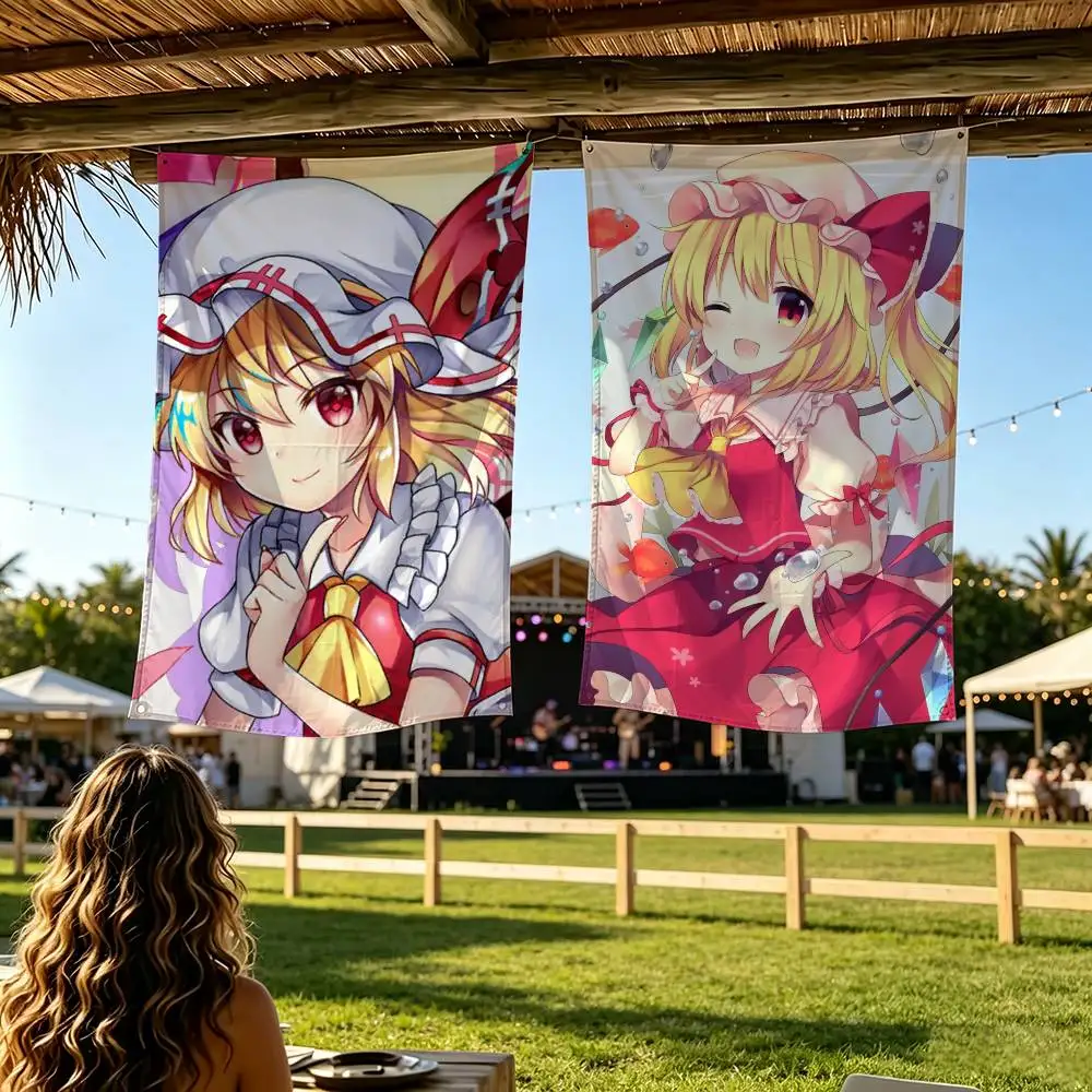 Touhou Project Flandre Scarlet Flag Digital Printing Banner for Garage Wall Out Door Decoration