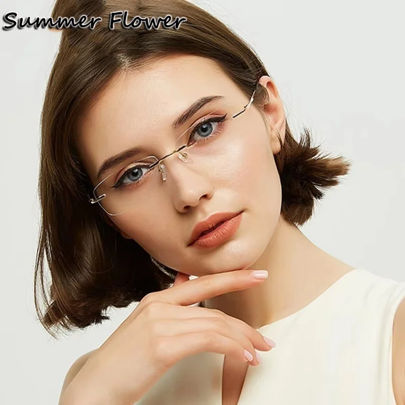

Ultra Light Prescription Glasses Women Titanium for Recipe Lenses Men Rimless Optical Eyeglasses Frames Anti Blue Ray Spectac