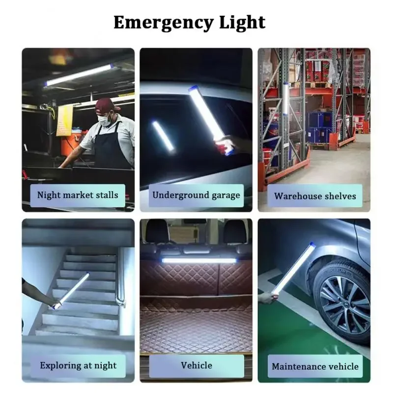 Lampu buku LED, 1/2 buah lampu tabung magnetik 15/30/50CM pengisian USB lampu malam dalam ruangan/luar portabel pencahayaan Strip panjang