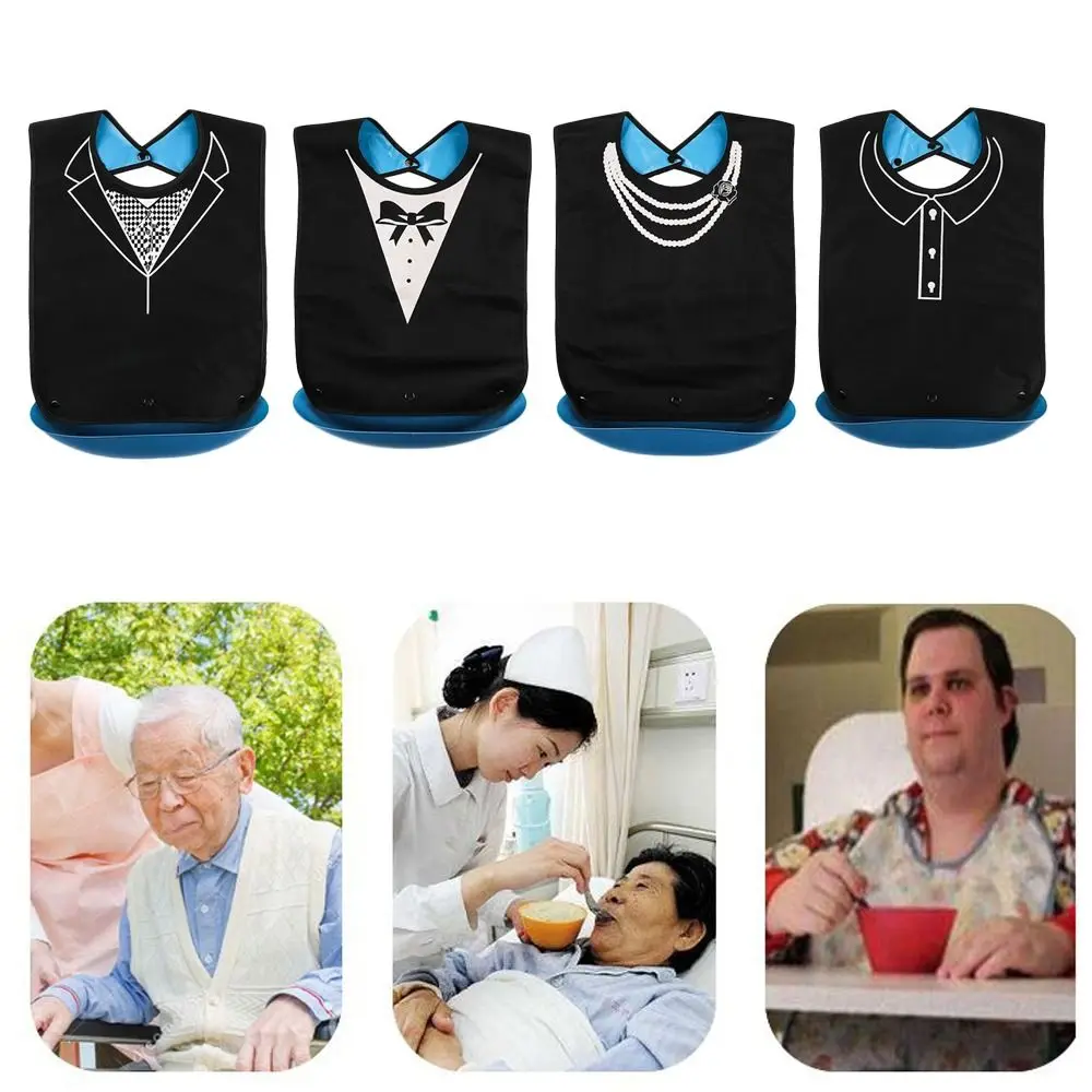 Portable Reusable Adult Bibs Anti-oil With Removable Crumb Catcher Eating Apron Leakproof Bib Protectors Elderly Eatingtime Tool