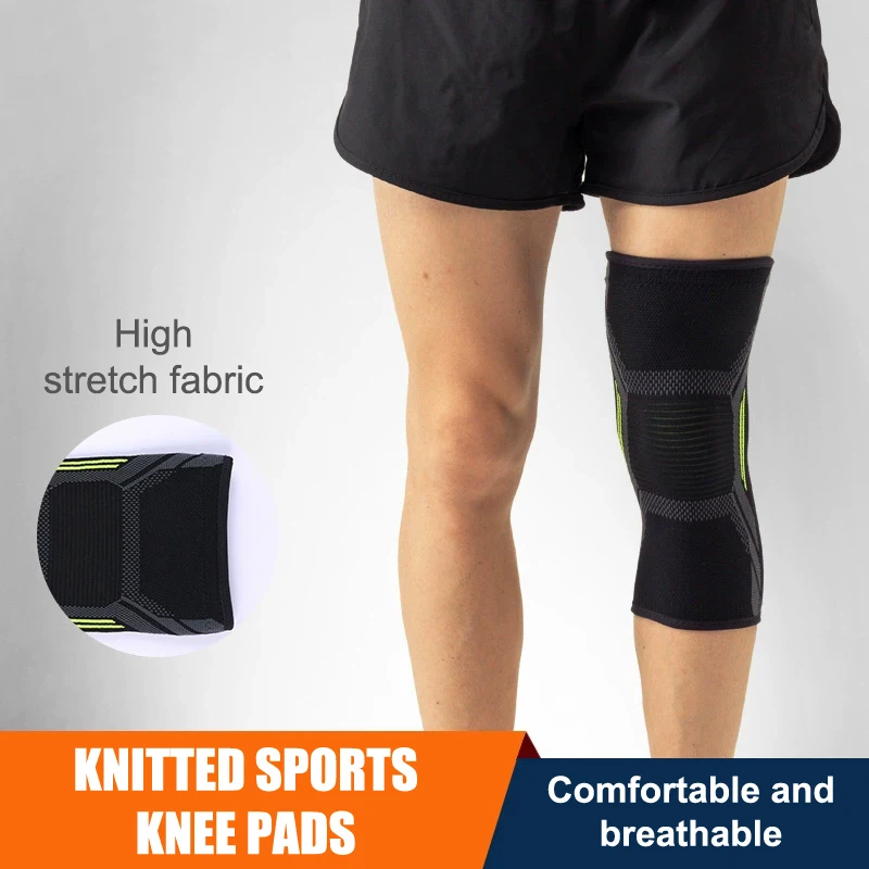Rodillera deportiva de nailon tejido, compresión 3D, ajuste ajustable, transpirable y cálida para hombres y mujeres (equipo de protección), 1 ud.