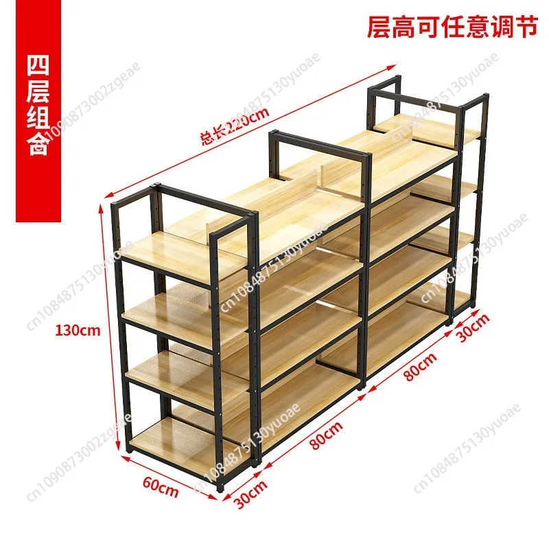 4-Layer Adjustable Supermarket Shelves Black Painted Metal Retail Racks with Mobile Heavy Duty for Tools Garage Food Stor