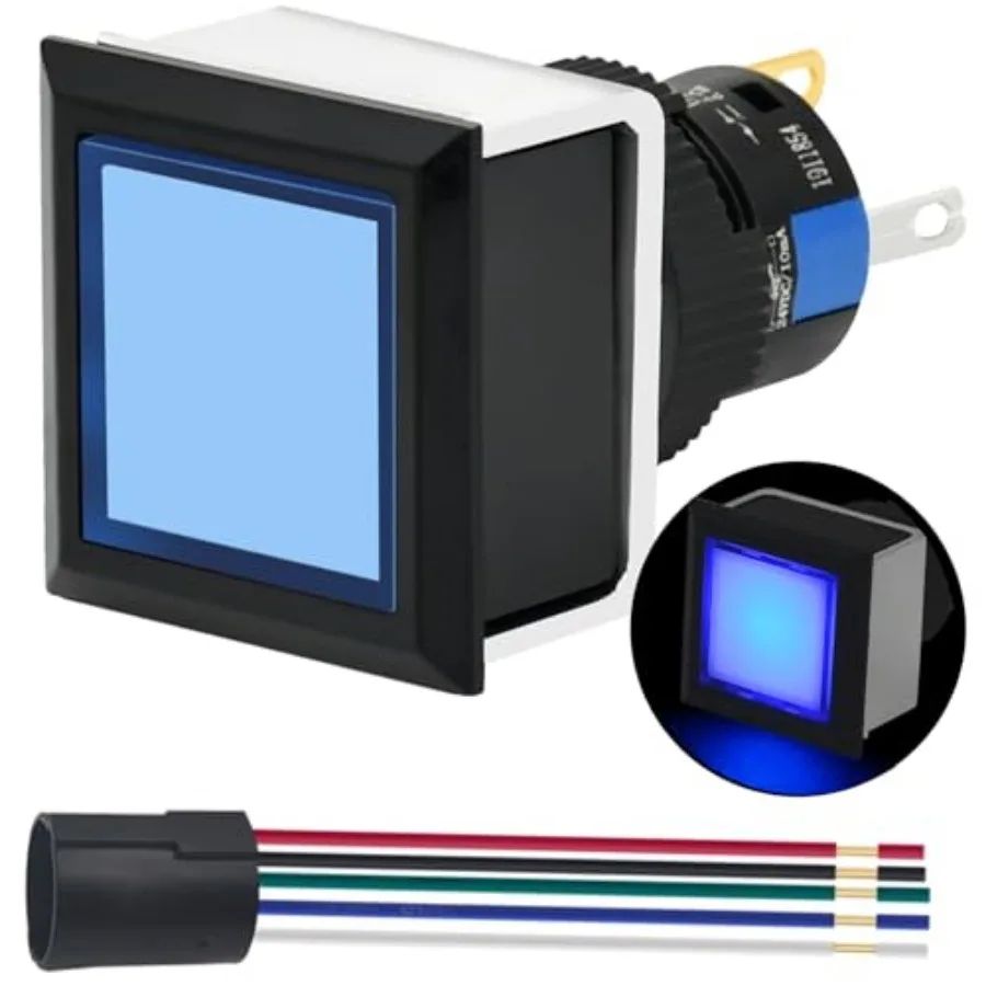 

Square Push Button Switch 21 * 21mm 0.83" Square Mounting Hole UL Certified with Light 12-24V 1NO 1NC SPDT On Off with Socket P