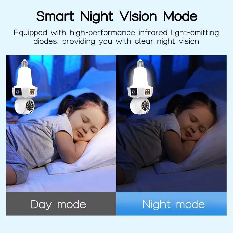 6MP V380Pro Dual Lens E27 Full Color Wireless PTZ IP Dome Camera AI Humanoid Detection Home Security CCTV Baby Monitor