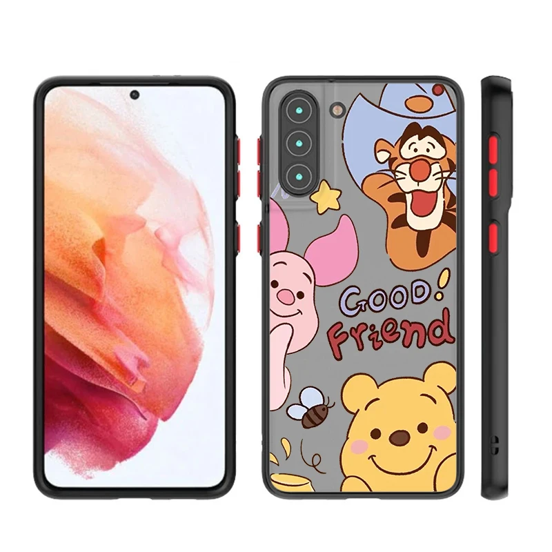 Funda translúcida de dibujos animados de Winnie The Pooh para Samsung S24, S23, S22, S21 Ultra, S20 FE, Note 20 Lite Plus