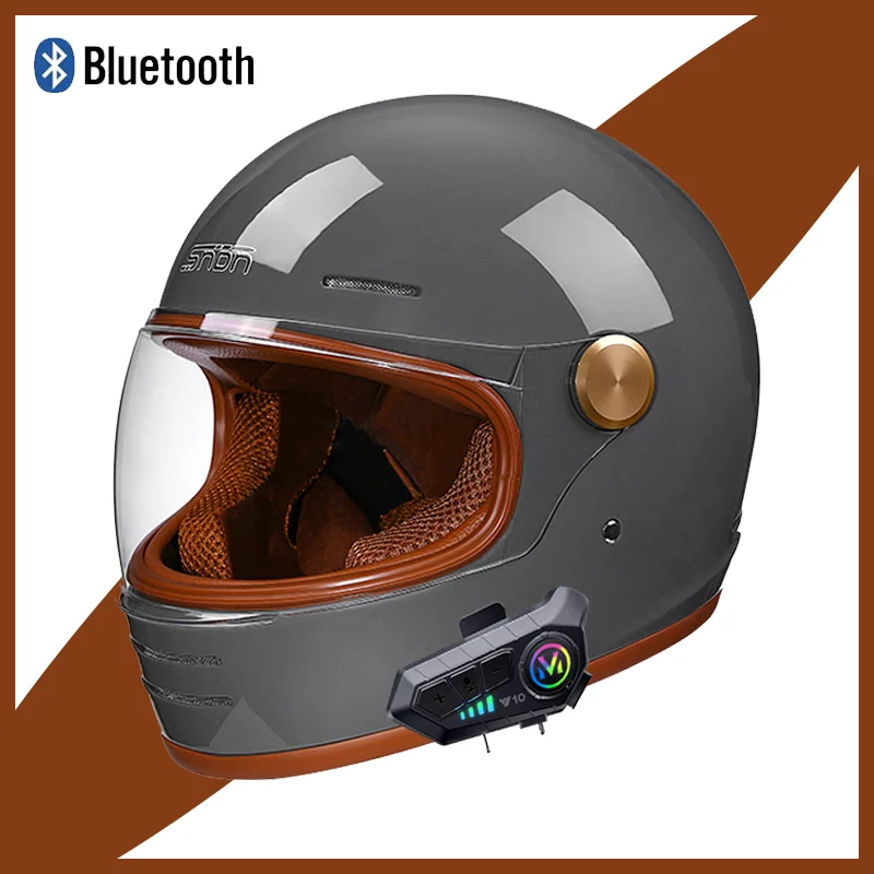 

Off-Road Ready Full-Face Motorcycle Helmet with Bluetooth - Retro Design, Durable Construction, DOT & ECE Approved for Safety