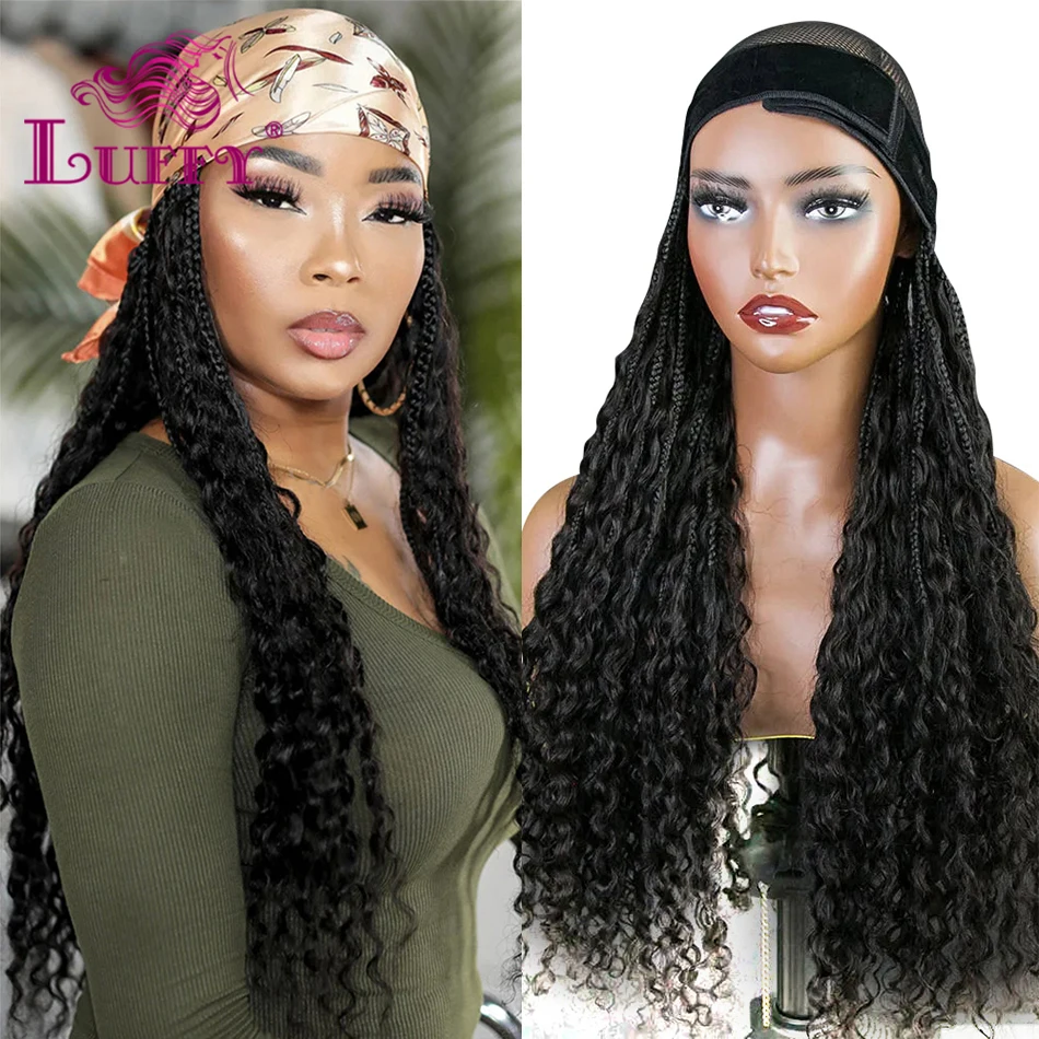 

Braids Band Wig With Human Hair Curly Hair Extensions Wear With Hat Grab And Go Braided Wig For Women