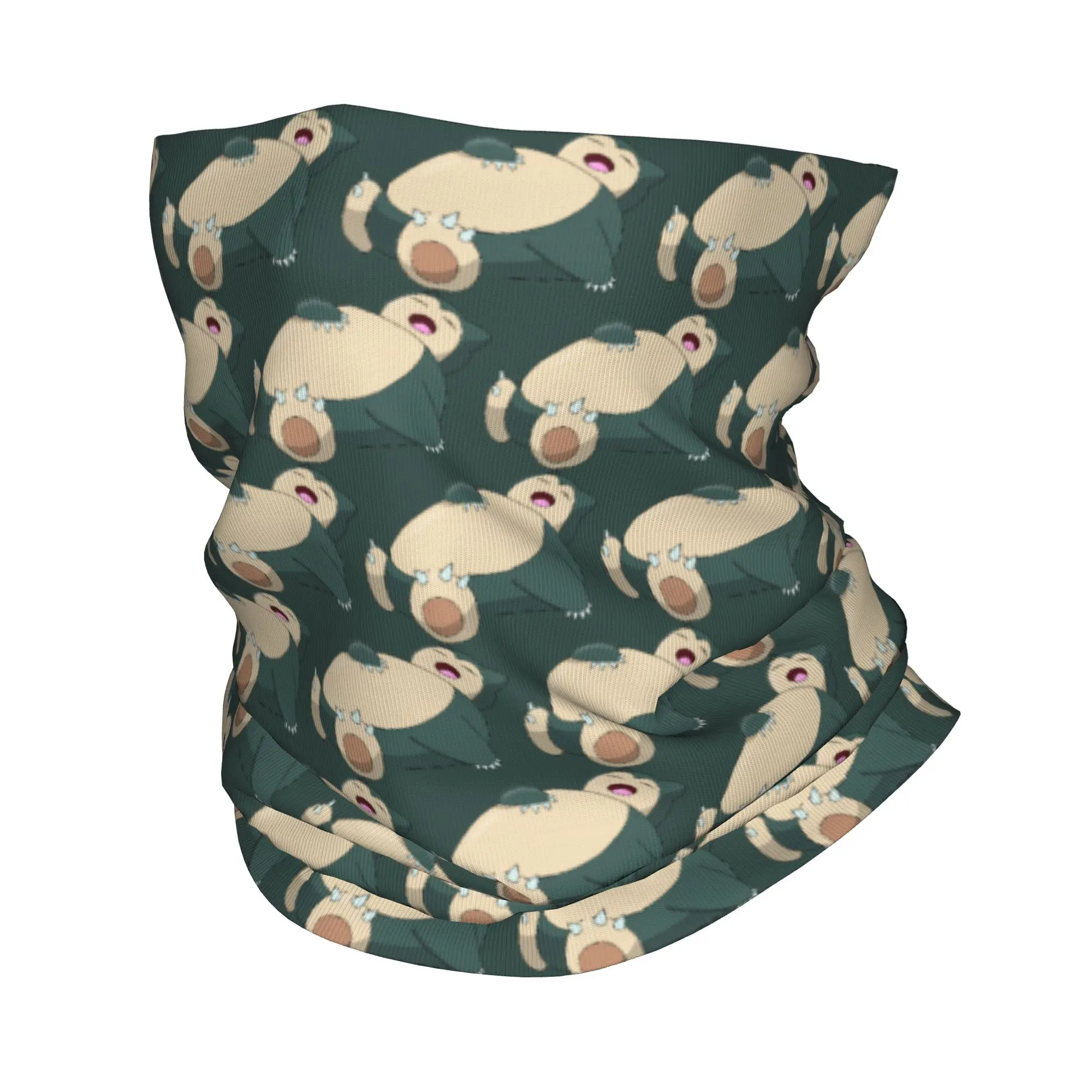 

Lying down Snorlax Face Bandana Neck Gaiter Printed Poke-Mon Cute Mask Scarf Multifunctional Headband Riding for Men Women Adult