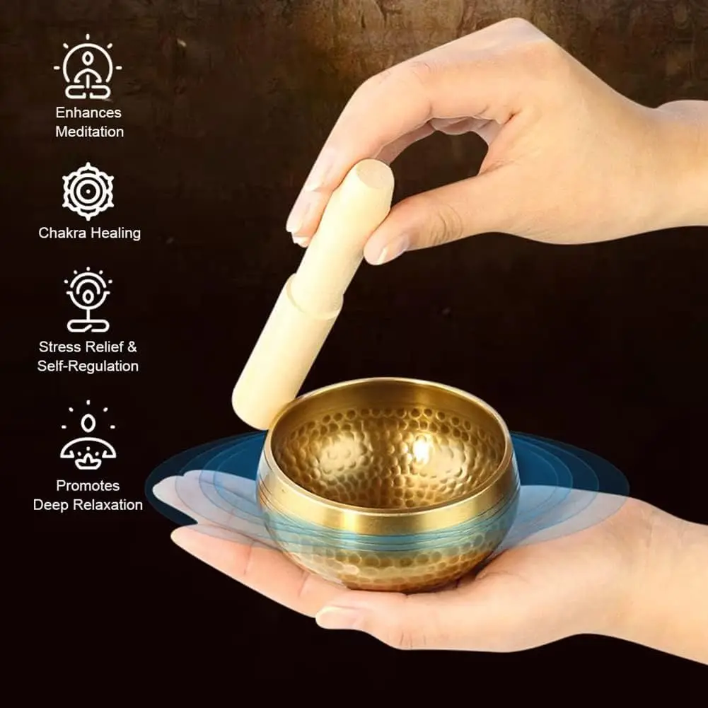 

Handmade Brass Singing Bowl Yoga Meditation Bowl for Sound Healing Stress Relief Buddha Mindfulness bowl Instrument