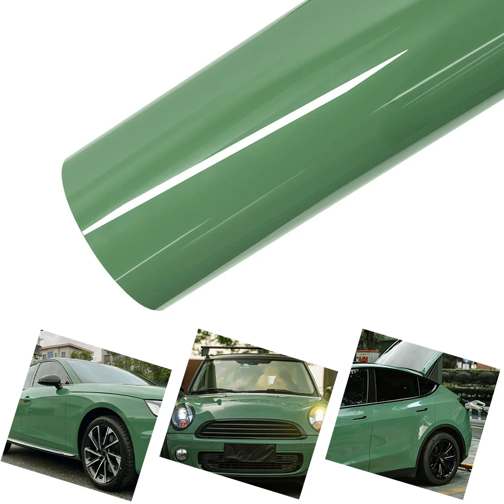 

Glossy PET Auratium Green Car Vinyl Wrap Roll Film With Air Release Self Adhesive PVC Vehicle Body Decoration Decal Accessories