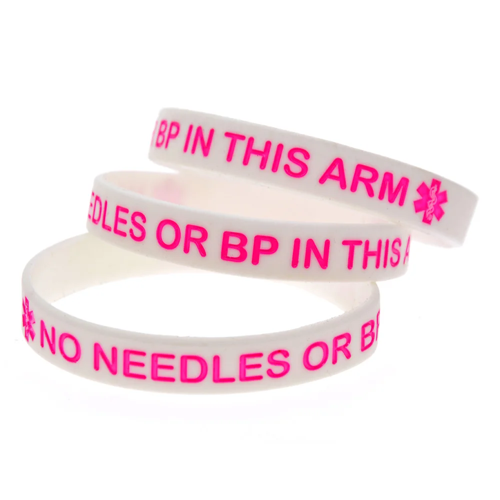 50 Stück medizinische Gummiarmbänder, keine Nadeln oder Blutdruckmessung erforderlich, Silikon-Armband, tragbares Krankenhaus-Identifikationsarmband – Detail 7