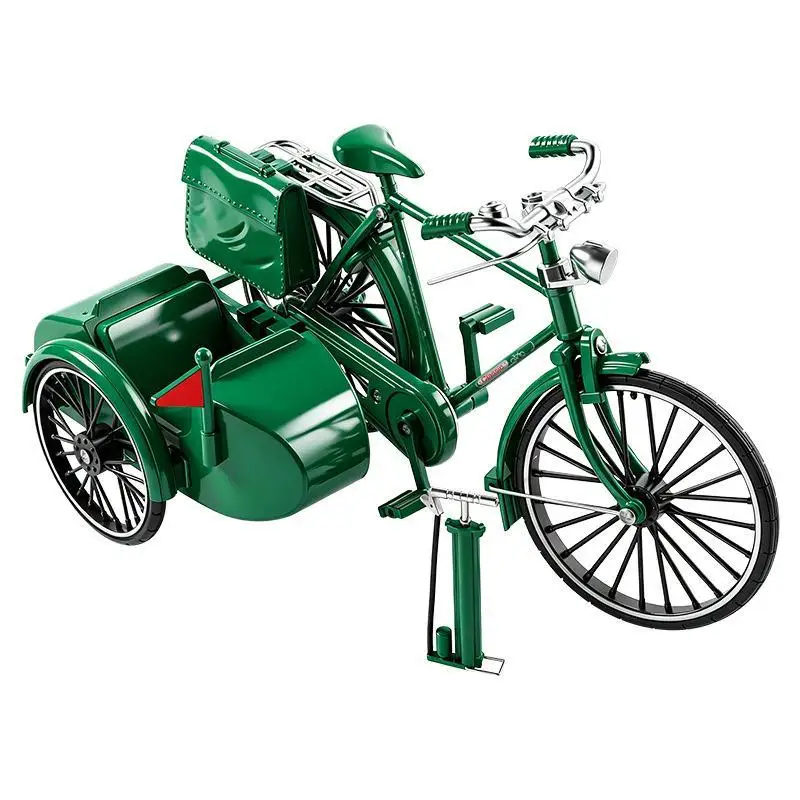 1 Set Retro Tricycle Rickshaw Building Kit DIY Assembly Vintage Bicycle Model Toy for Kids Educational Puzzle Birthday Gift