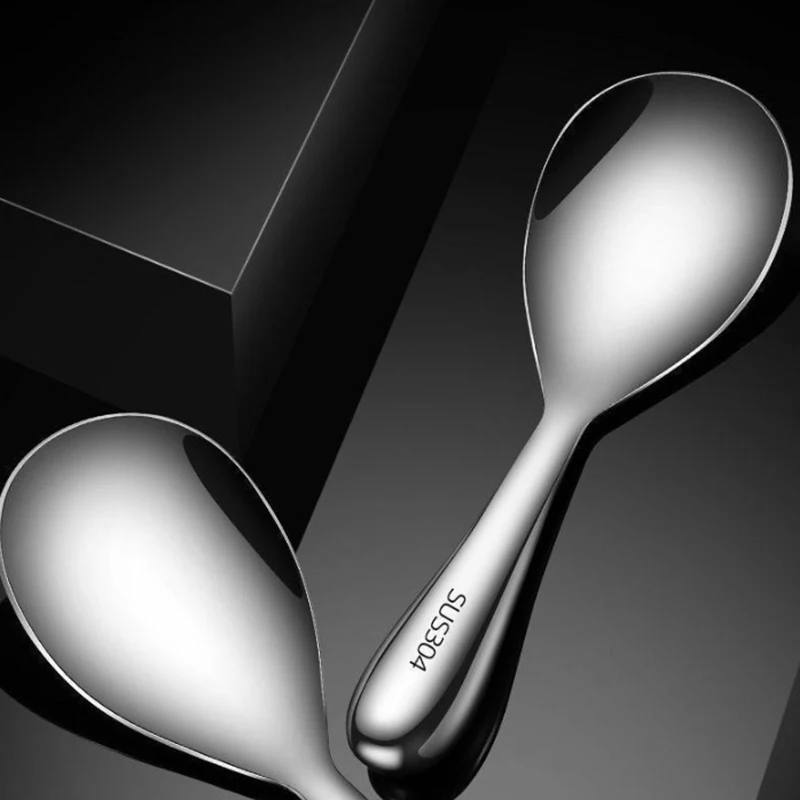 304 Stainless Steel Rice Spoon Household Rice Shovel Canteen Long Handle Dining Spoon Large Spoon Rice Is Not Sticky