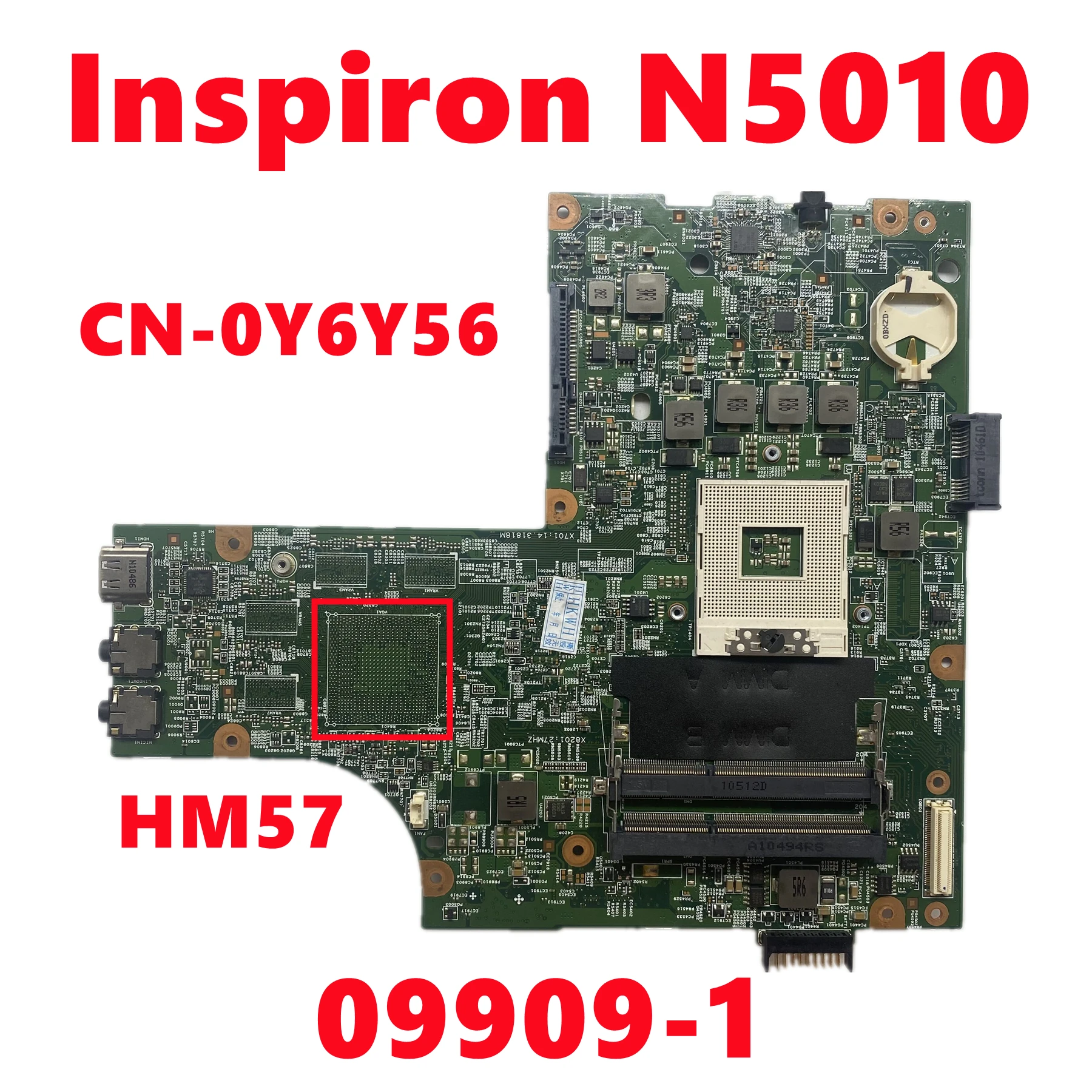

CN-0Y6Y56 Y6Y56 09909-1 48.4HH01.011 Mainboard For Dell Inspiron N5010 Laptop Motherboard HM57 DDR3 100% Tested OK
