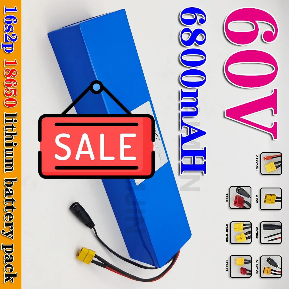 

16S2P аккумуляторная батарея, новый литий-ионный аккумулятор 60 В, 6800 мАч, встроенный BMS, подходит для аккумулятора электрического скутера