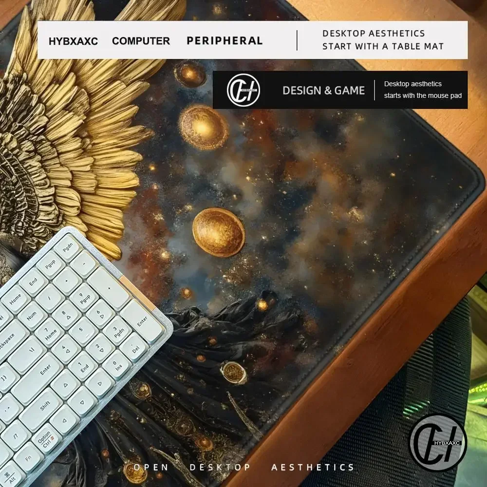 رائع الملاك الذهبي أجنحة ماوس الوسادة بطاقة لعبة حصيرة مكاتب الكمبيوتر الكبيرة لوحة الماوس المضادة للانزلاق ل MTG DTCG CCG RPG الحصير التداول