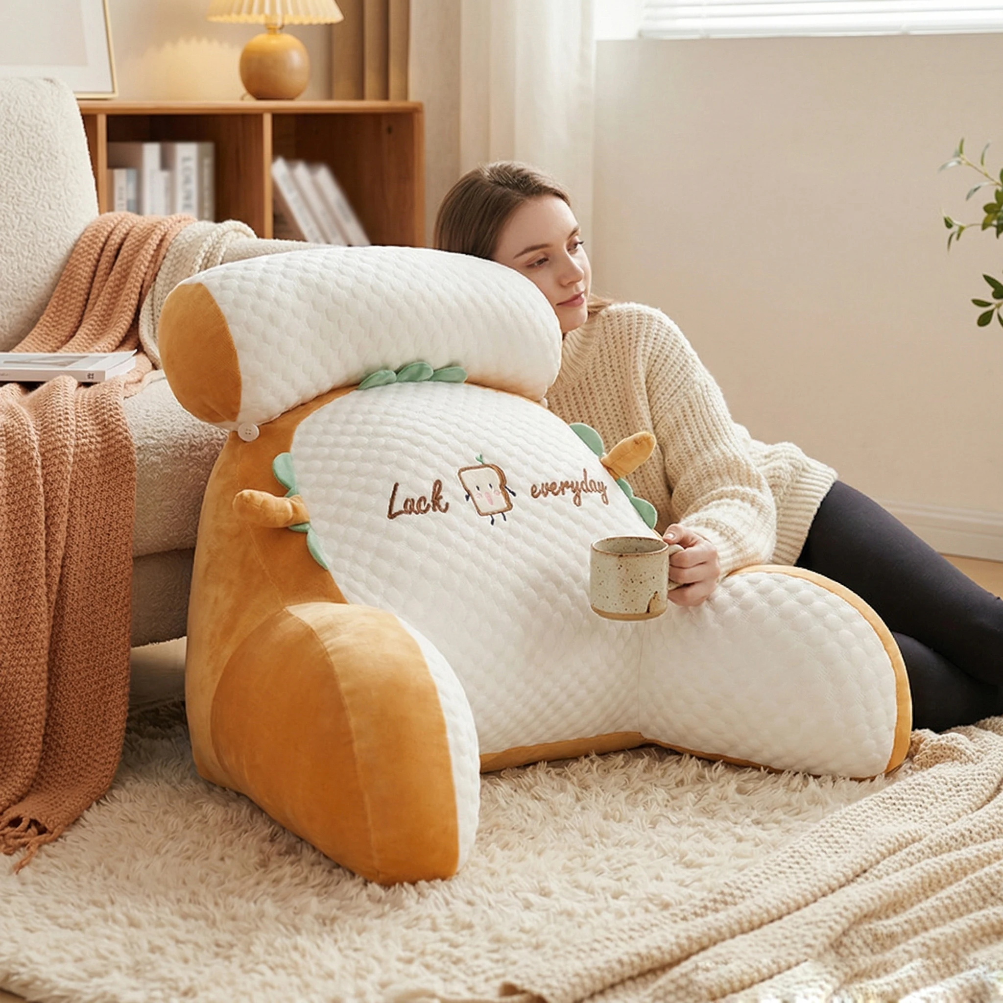 Lesekissen für Erwachsene, Ergonomische Rückenstütze, mit Kühlbezug für Fernsehen, Gaming, Arbeiten & Erholung – Detail 8