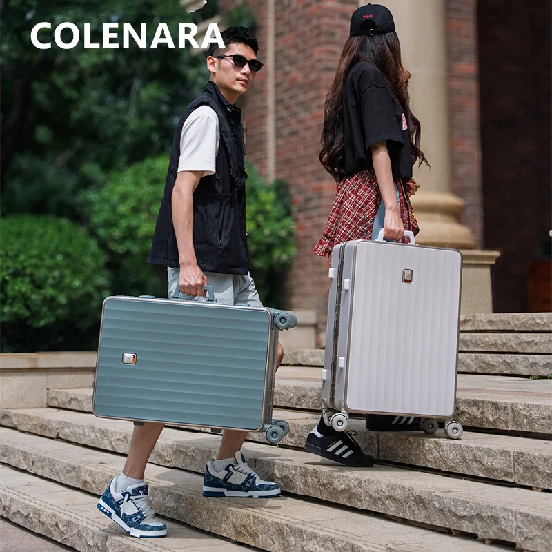 

COLENARA Cabin Suitcase Aluminum Frame Boarding Case 20"22"24"26"28 Inch ABS+PC Large Capacity Trolley Case Women's Luggage