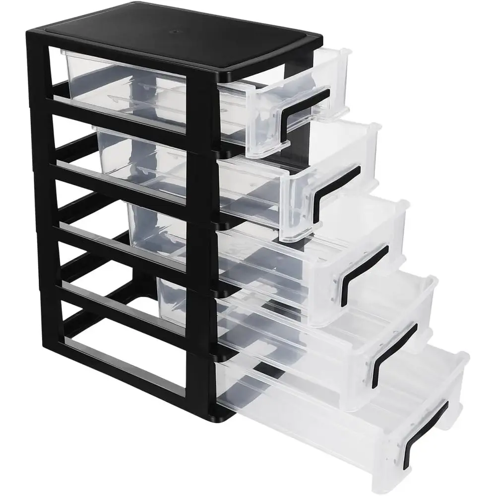 

5 Tier Plastic Drawer Closet Organizer Storage Station Cube, 8.3 x 5.98 x 12.36 Inch