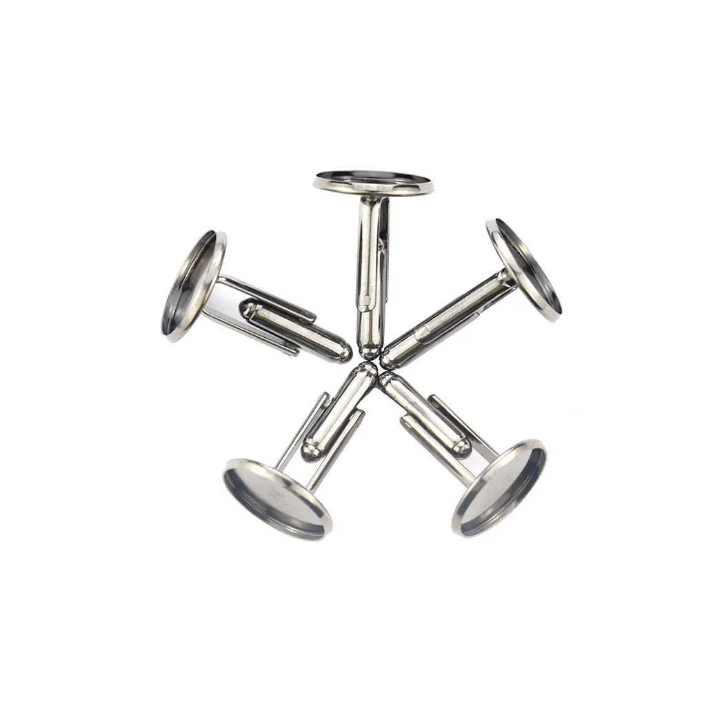 10 PCS Cufflink Base Wholesale: 16mm Stainless Steel Cufflink Base, Suitable for DIY Jewelry Making, Handmade Boyfriend Gifts