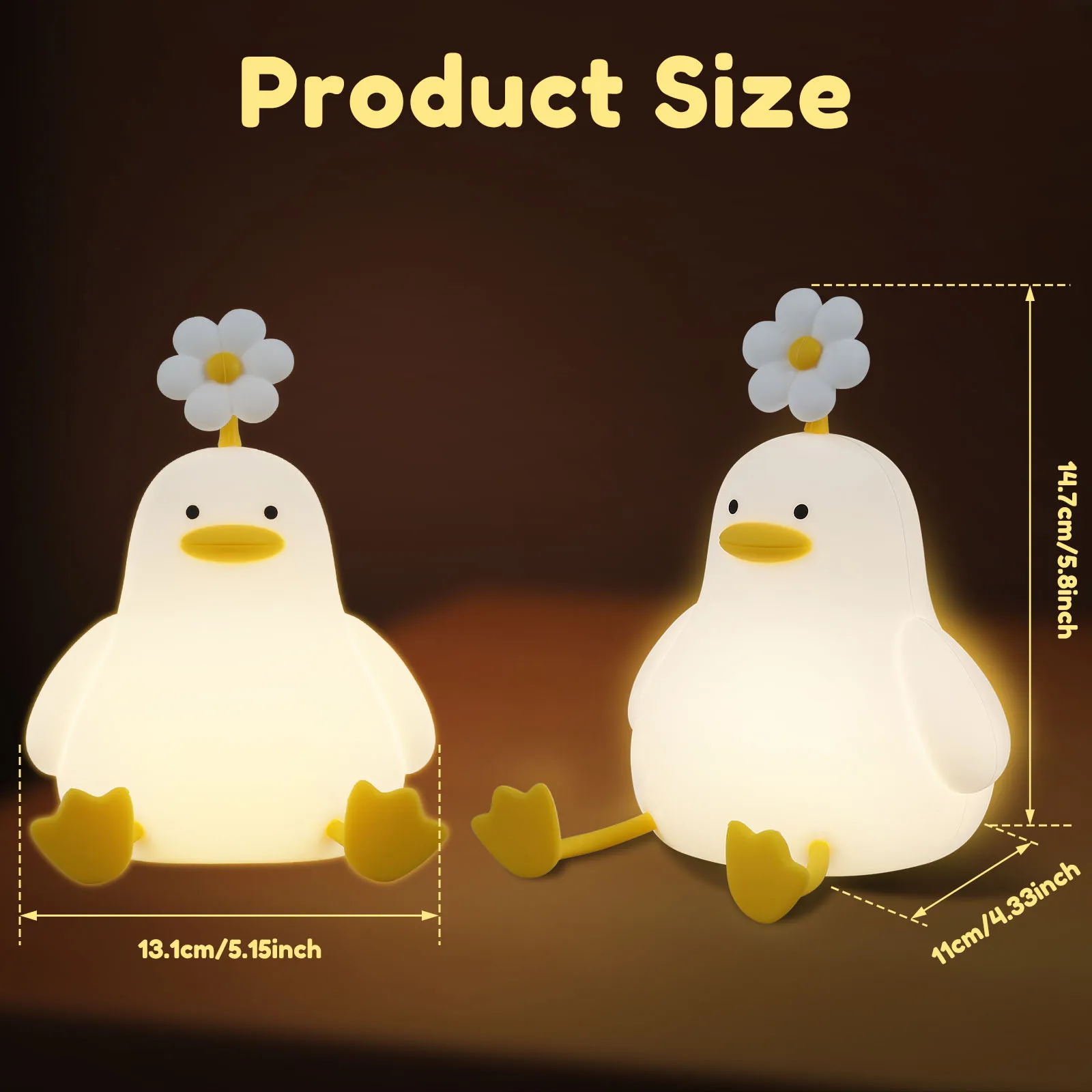 Led Children Night Light Duckling Rechargeable Lamp USB Silicone Squishy Sleeping Bedroom Desktop Decor Lamp Child Holiday Gift