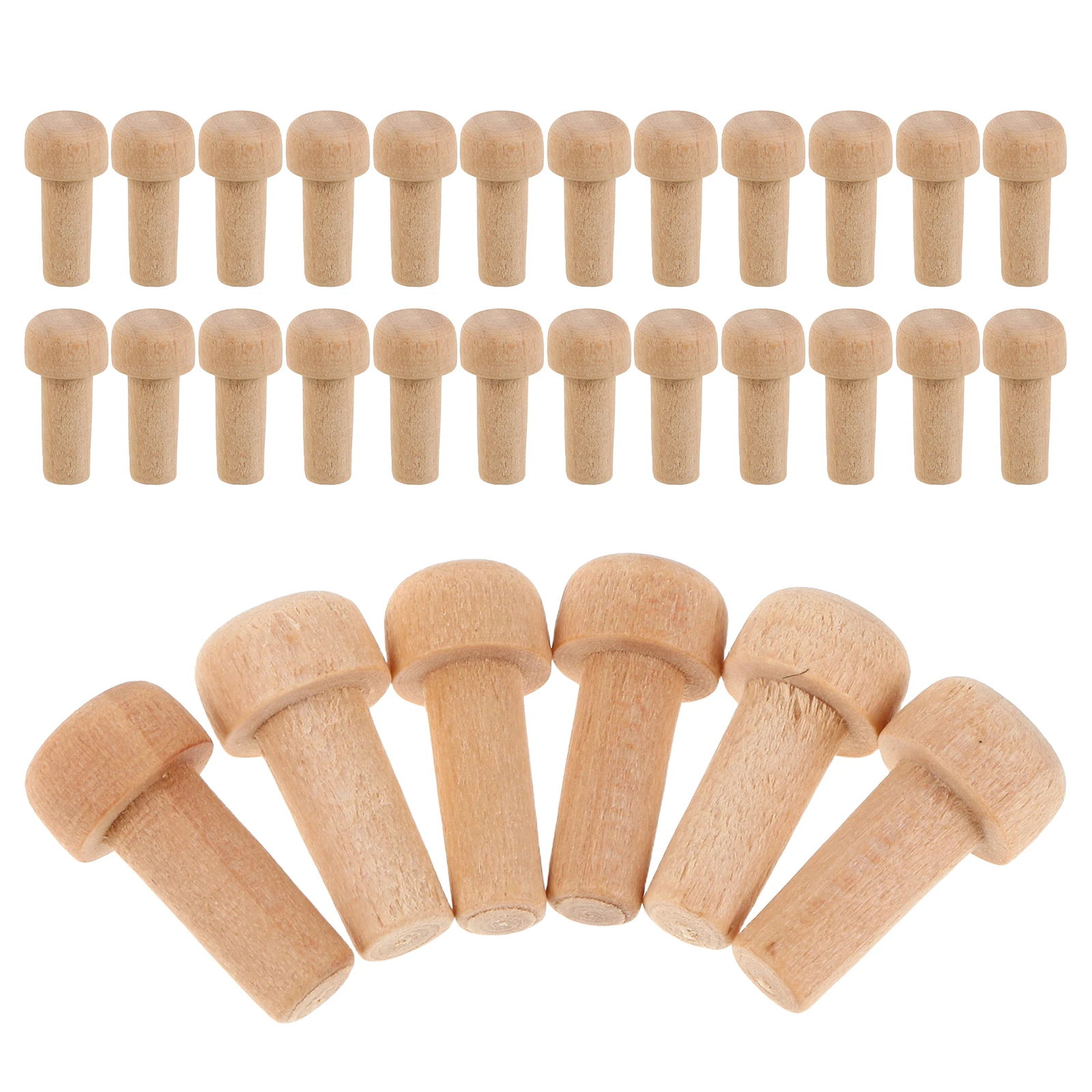 50pcs Solid Parts: Unpainted Mushroom Head Long Rod Axle Pegs For Diy Craft Wood Craft Projects Kids Wooden Natural