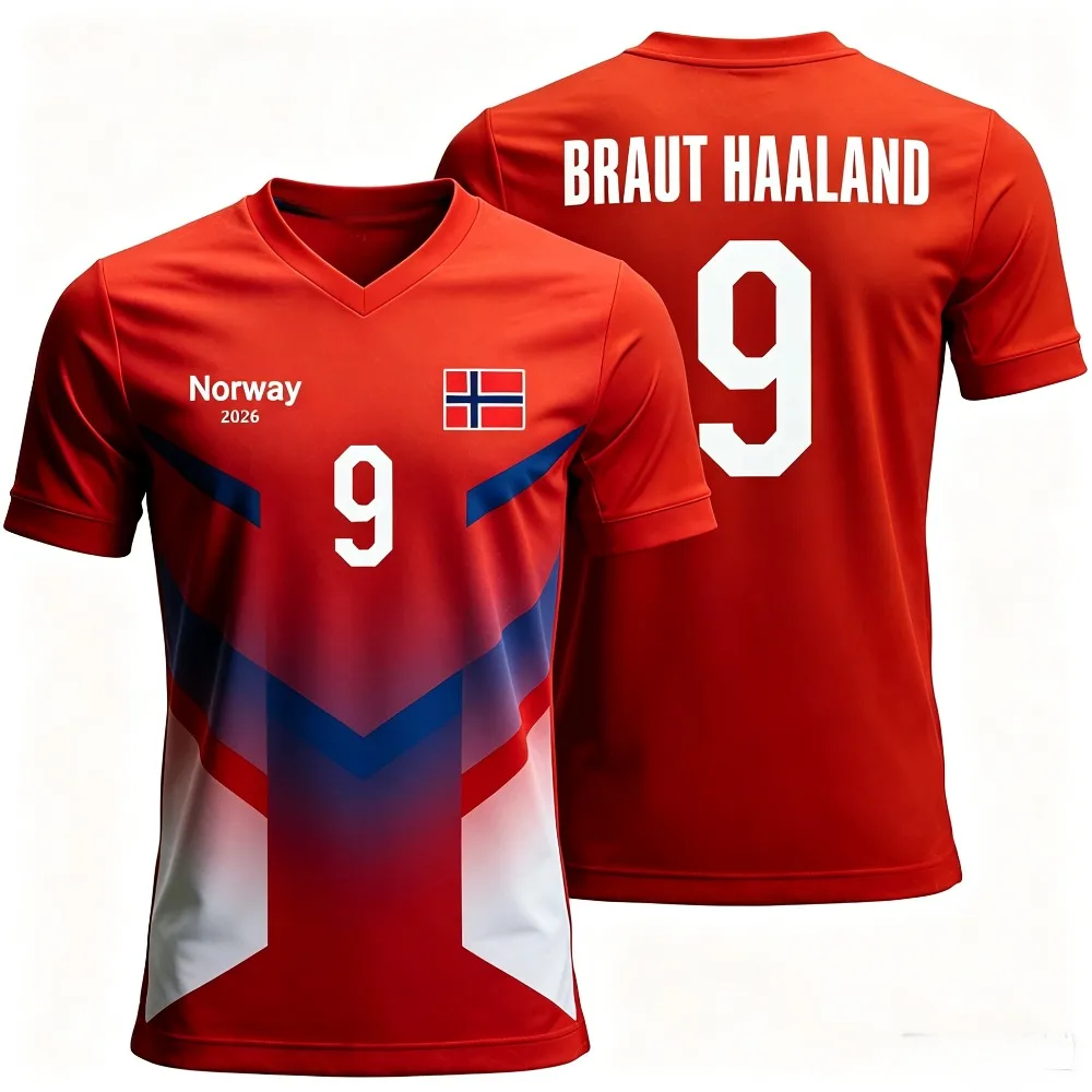 2026 Summer Design Men's  Norway NO.9 Soccer Quick-drying T-shirt Short Sleeve Crewneck Football  Fans Cheer Breathable Jersey