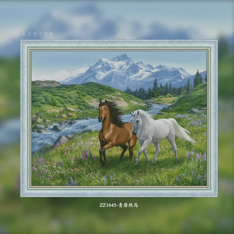 [ZZ1645-Qingyuan Wrangler] Stamped Cross Stitch Kit 14CT 16CT Pre Printed Canvas Cotton Threads Embroidery Needlework Wall Decor