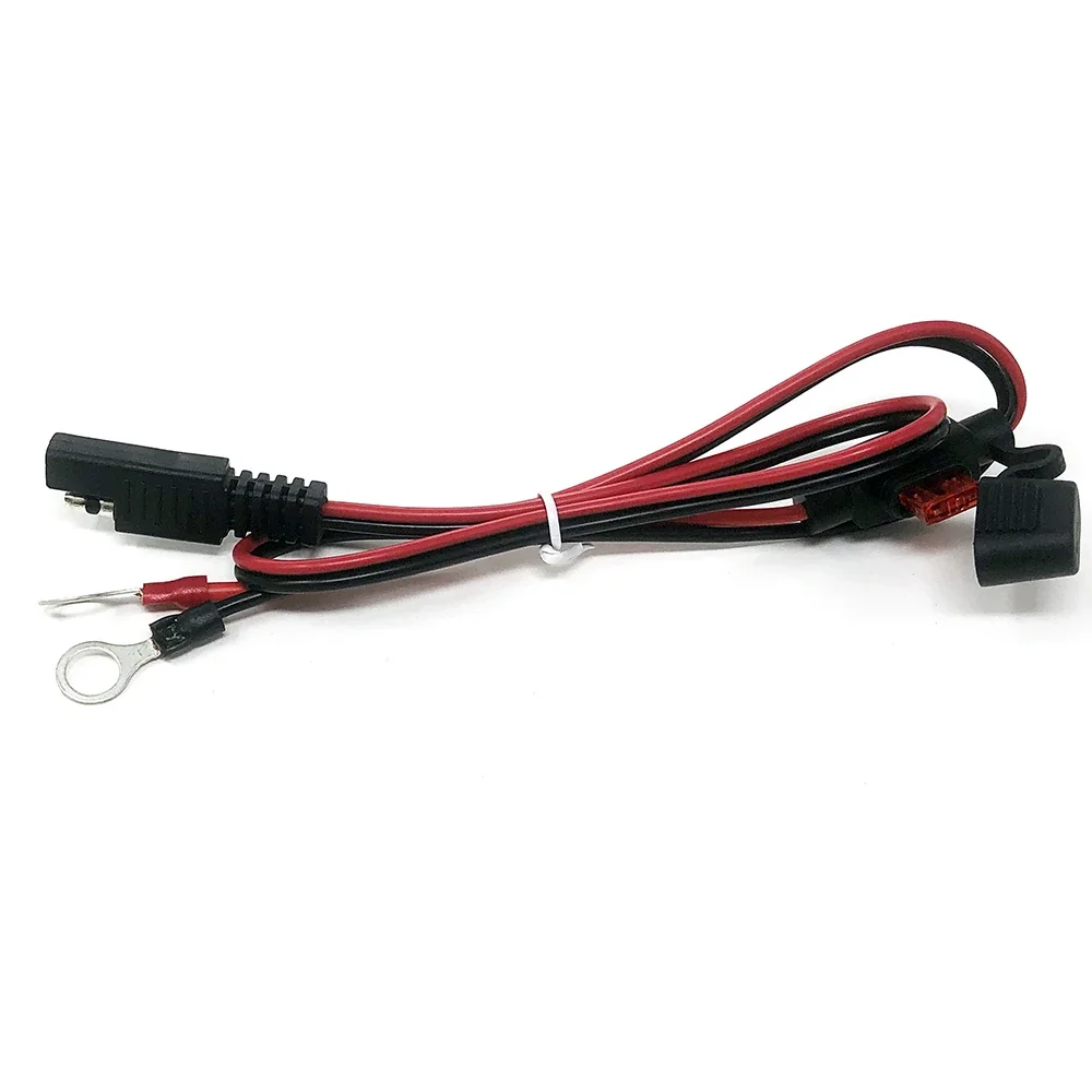 60cm SAE to O Ring Terminal Harness Quick Disconnect Eyelet Terminal Harness Extension Cord for Solor Battery 10A Fuse