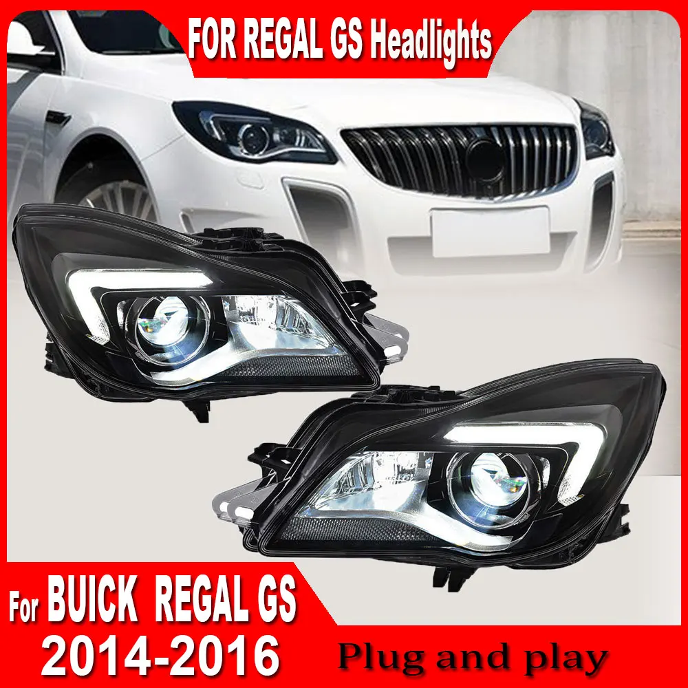 Car Headlight For BUICK  Regal GS 2014 2015 2016 Head Lamp Assembly DRL Signal Daytime Running  Accessories Plug And Play 2pc