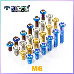 RTAMO Gr5 Titanium Bolt M6X10/12/15/20/25/30 Half Round Torx Head Motorcycle Brake Disc Screw (1pc)