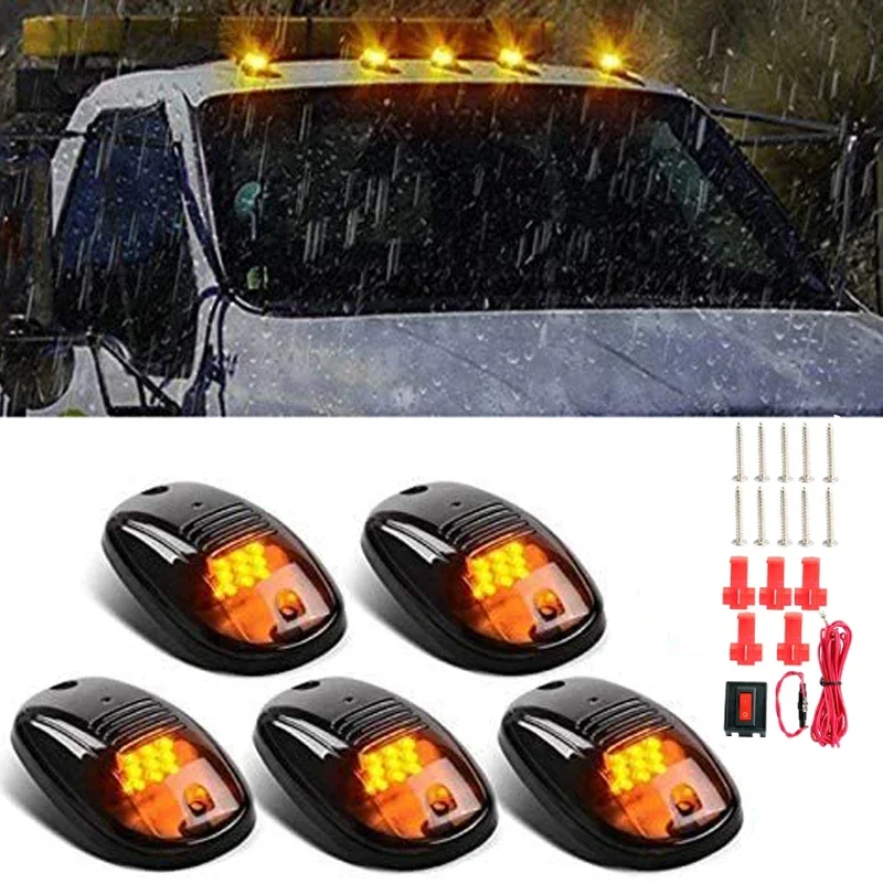

5Pcs Car Cab Light Roof Spotlight Top Marker Running Car LED Amber Signal Light For Truck SUV Off-road LED Bar 12V