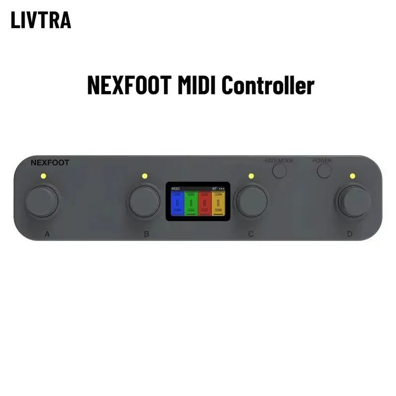 New Nexfoot Midi Controller 2in1 Dual Mode Pedal Programmable 4 Knob Foot Controller For Music Stage Plugin Parameter Adjust