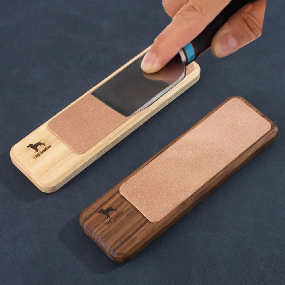 Swinging Knife Sharpener Wooden Handle Leather Craft Sharpening Tools Handmade Razors Trimmer Polishing Board Grinding Blade