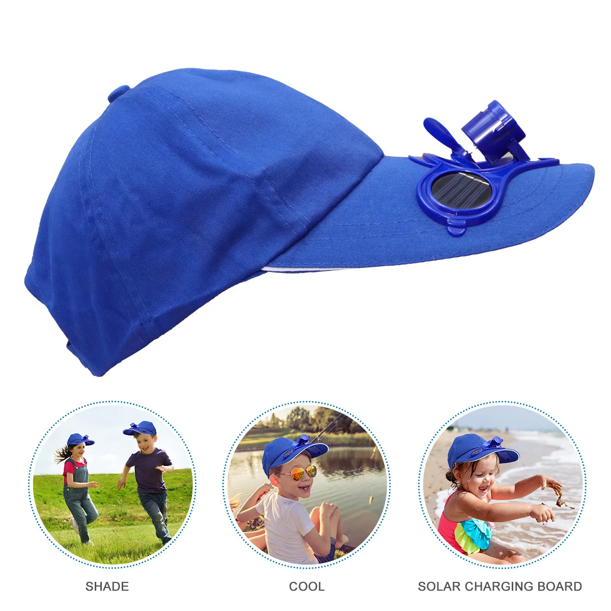 

Cotton Fan Hats Summer Kids Block White Men Women Cooling Hat with Fan Energy Storage Not Easy Damage Practical Present