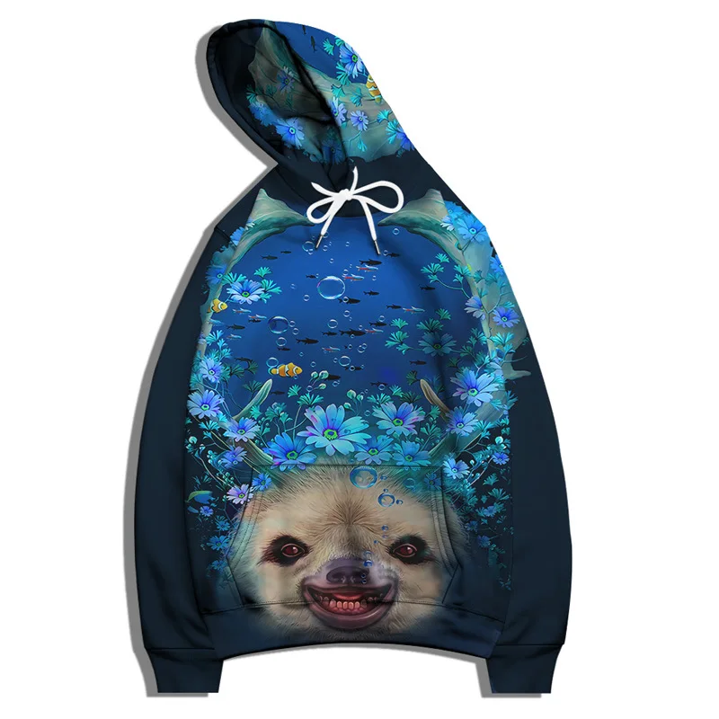 Harajuku Galaxy Men Fashion Hoodies Animal Sloth Pizza Turtle Print 3D Hooded Sweatshirt Male Sportwear Clothing Euro Size S-6XL