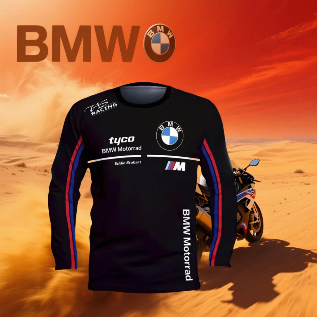

Лето 2022, гоночный костюм BMW, мужская быстросохнущая футболка с длинными рукавами, хит продаж, мотоциклетный повседневный дышащий свободный модный костюм