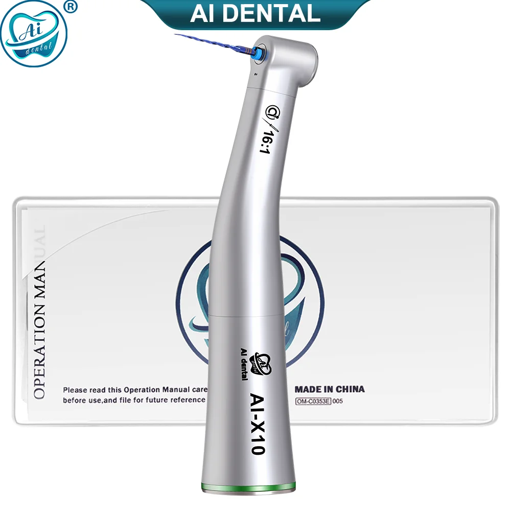 

AI-X10 Non-Optic Dental 16:1 Reduction Low Speed Contra Angle E-Type Handpiece Single Water Spray Connect with Electric Motor