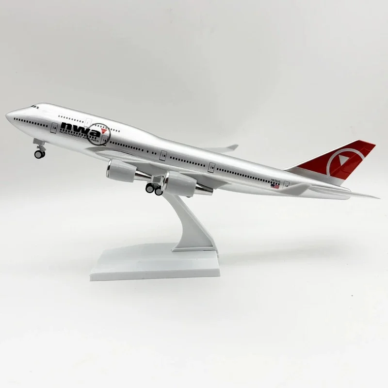

30cm Scale Airplane Model Northwest B747 Resin Aircraft Model Toy Planes for Boys with Wheels & Base Children Gift Collection