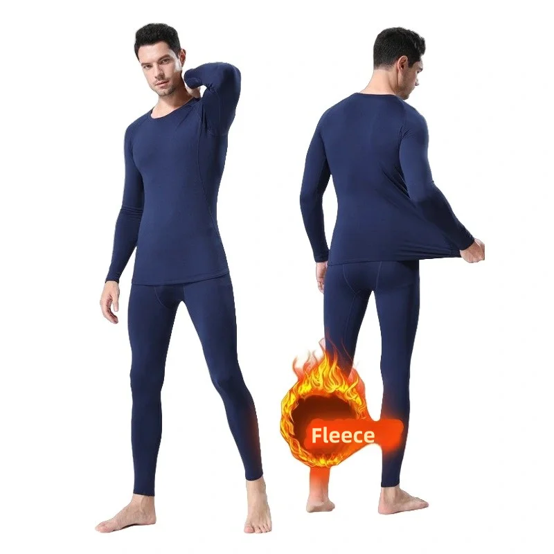 Men\'s Sports Underwear Fleece Thermal Compression Tights Ski Base Layer Tracksuit Skiing Winter Thermal Underwear Running Set