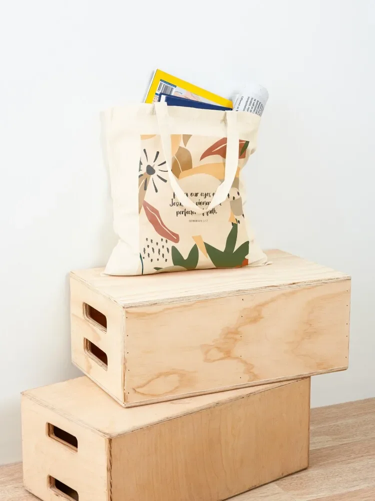 تحديد عينينا على يسوع ورائد وأداء الإيمان. - العبراني 12:2 حقيبة حمل حقائب قماش أكياس قابلة لإعادة الاستخدام