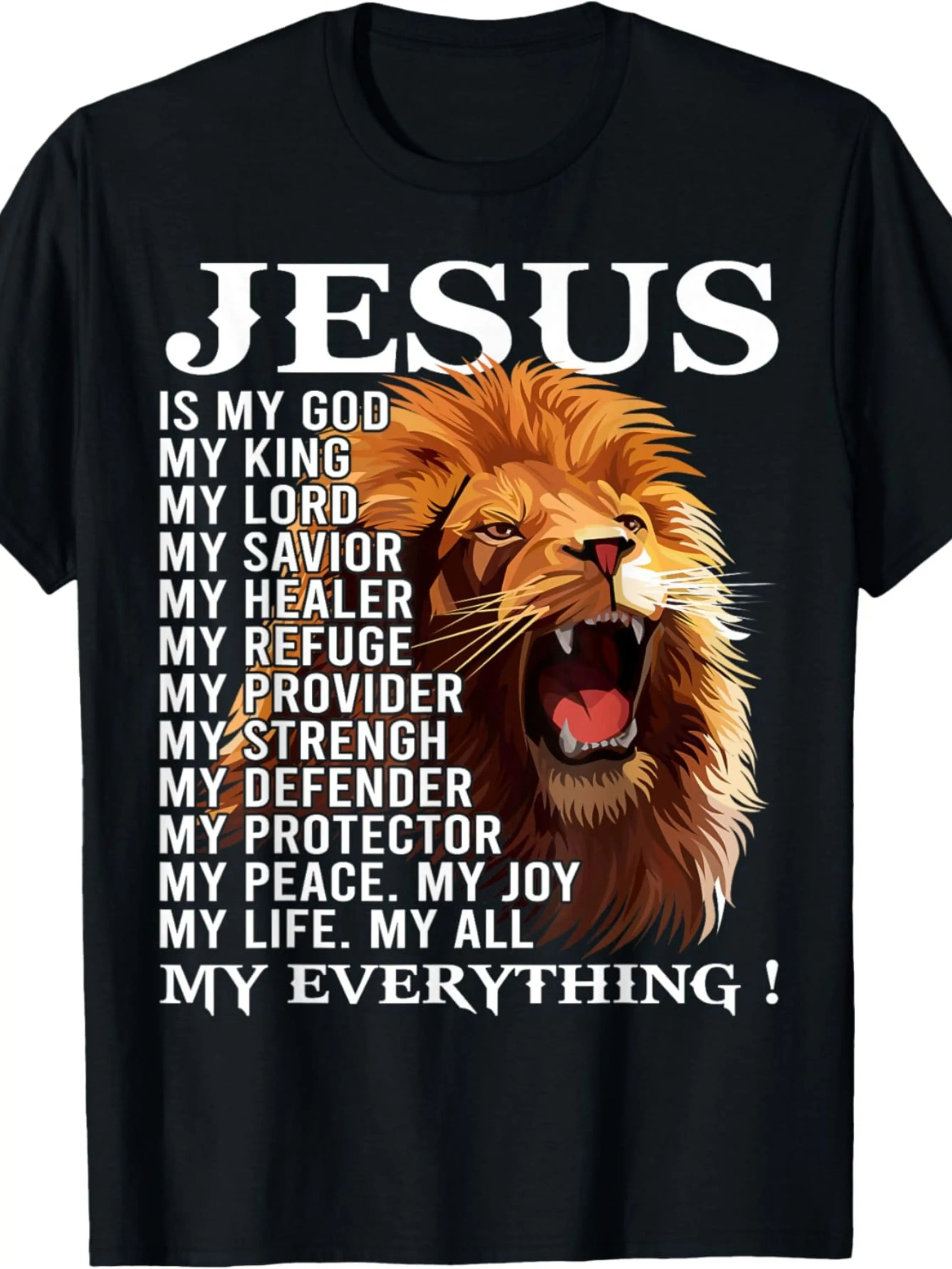 T-shirt homme grande taille "Ewhlion Christian Jesus est mon dieu, roi, seigneur et sauveur"