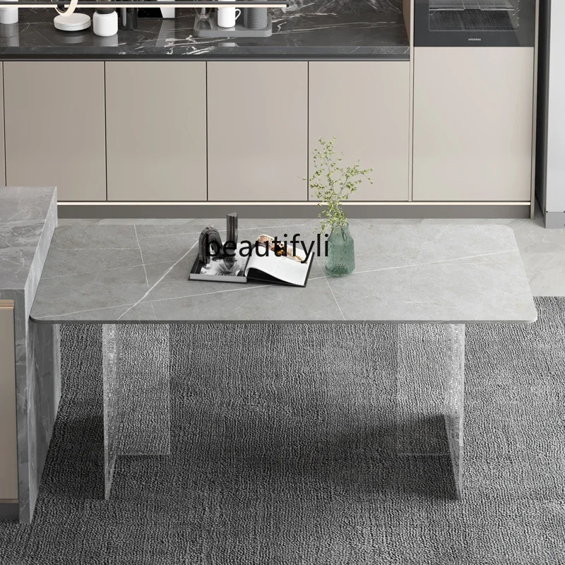S Acrylic Stone Plate Dining Table Creative Suspension Conference Table Household Kitchen Island Light Luxury Workbench