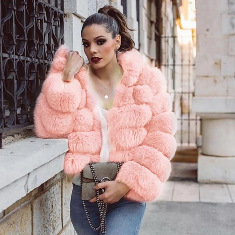 

17 Color Faux Fur with Hat Coat Sexy Spicy Girl Style Mid Length Slim Fit Autumn/Winter Warm Fox Fur Grass Coat