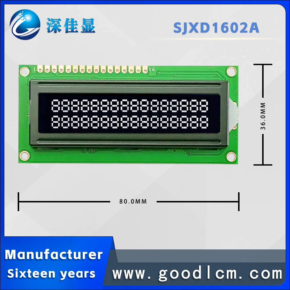 1602LCD Lcd Display 16x02lcm Lcd Module 16 * 02a Karakter Lcd Va Zwarte Achtergrond Witte Letters 5V Of 3.3V Powerst7066 Drive
