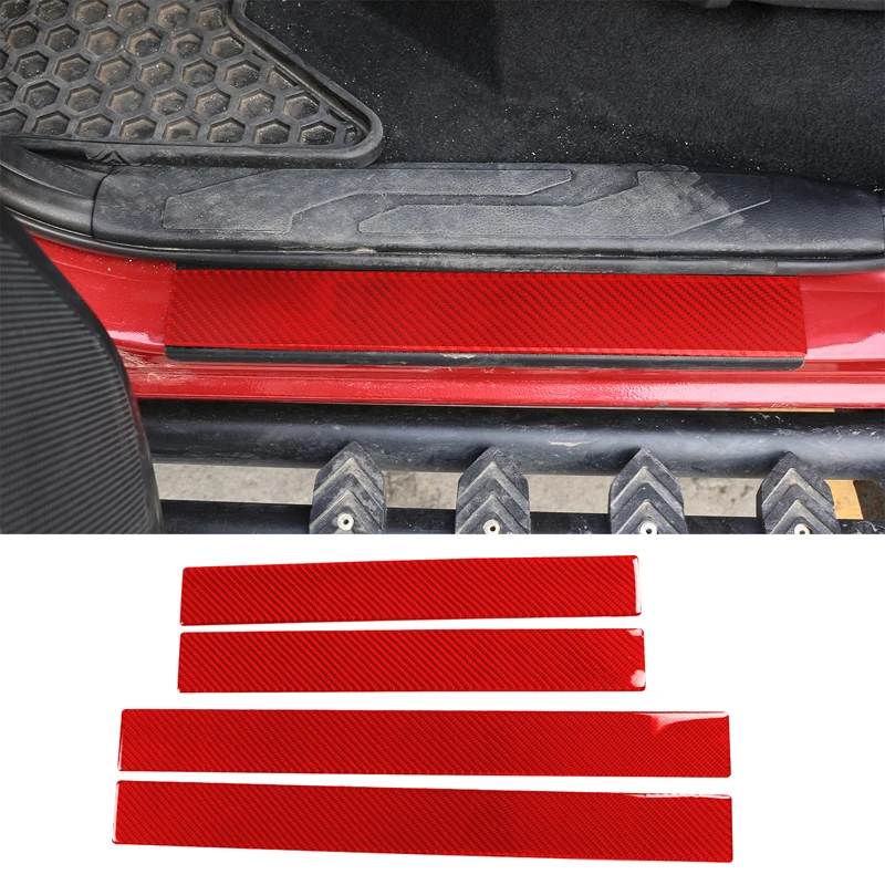 

For 2015-2022 Toyota Tacoma soft carbon fiber car welcome threshold anti-scratch decorative strip stickers car interior parts